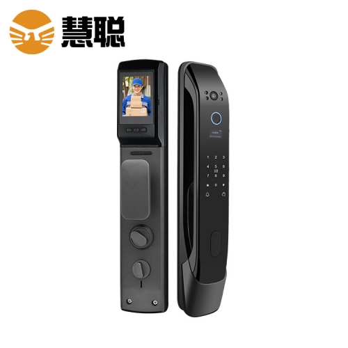 惠州慧聪HC-618猫眼可视监控指纹密码锁手机APP远程开锁智能电子防盗锁